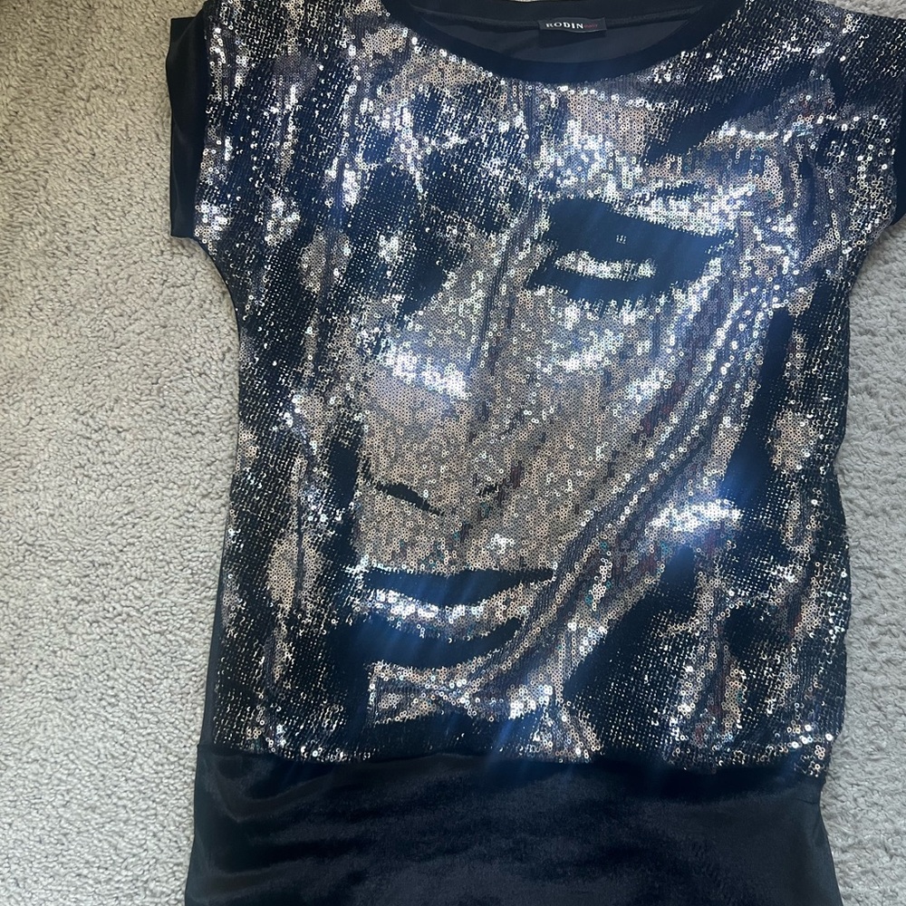 Black and Silver Sequin Top